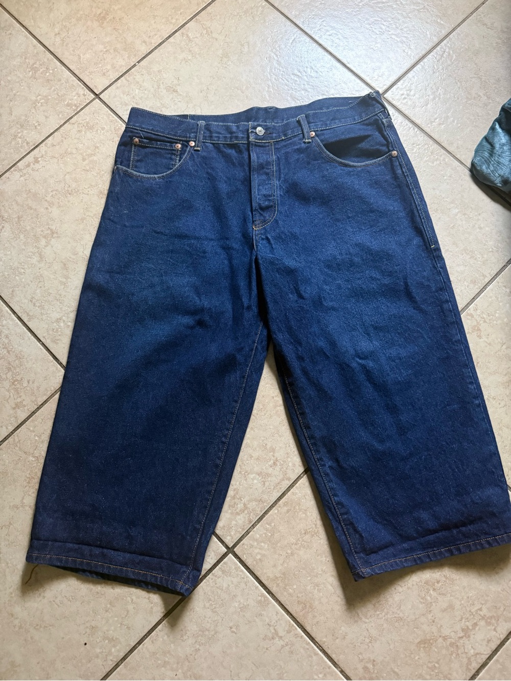 Evisu Dark Blue Denim Shorts
